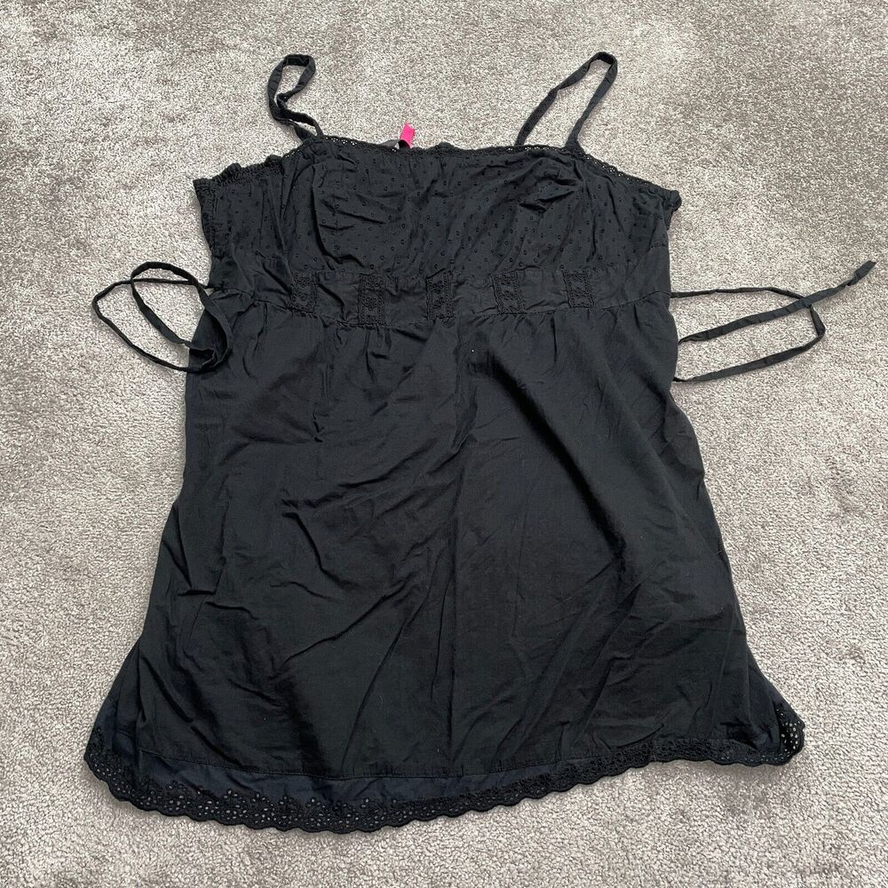 Pure Energy Mini Smocked Tank Dress Womens 4 Black Spaghetti Strap Belted Casual